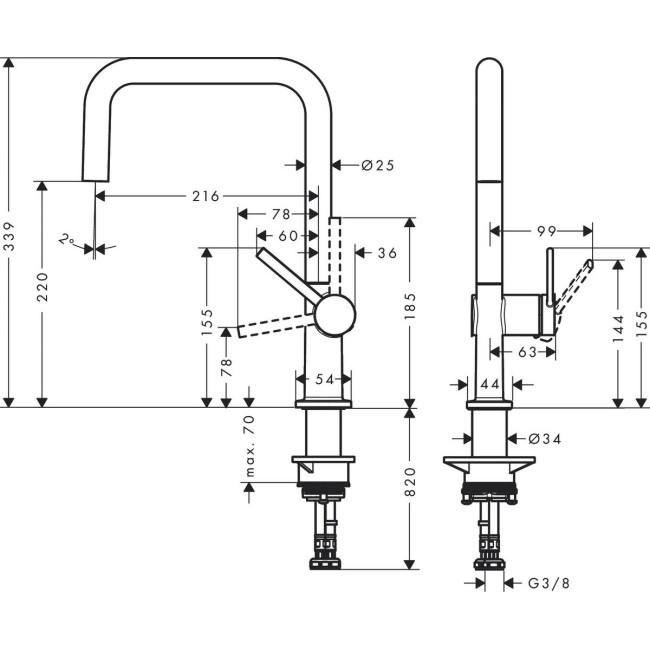 Змішувач hansgrohe Talis M54 для кухонної мийки, чорний матовий 72806670
