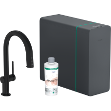 Змішувач hansgrohe Aqittura M91 SodaSystem 210 для кухонної мийки, чорний матовий 76836670