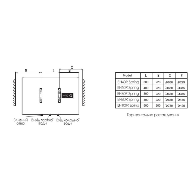 WILLER EH50R Spring водонагреватель (бойлер) горизонтальный