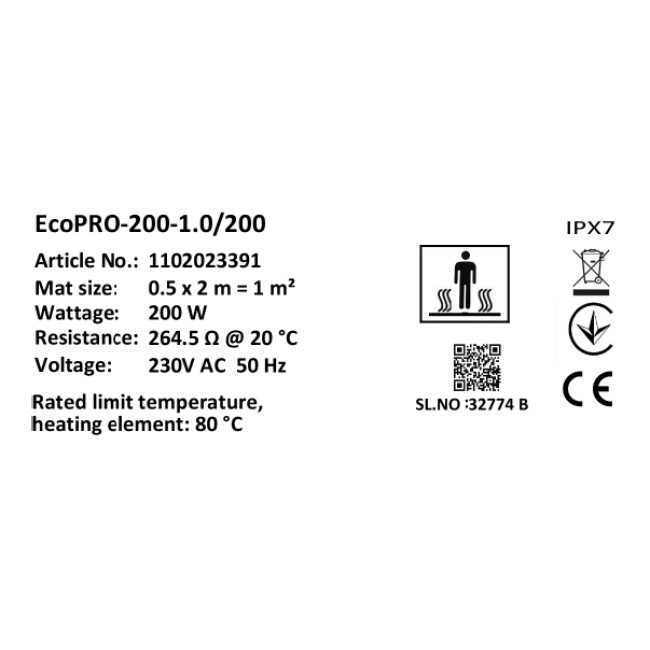 Мат нагревательный в комплекте Atlantic Nevada Profi EcoPRO-200-1.0/200 W/m2