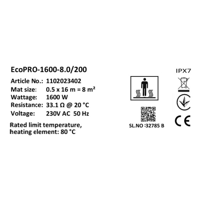 Мат нагрівальний в комплекті Atlantic Nevada Profi EcoPRO-1600-8.0/200 W/m2