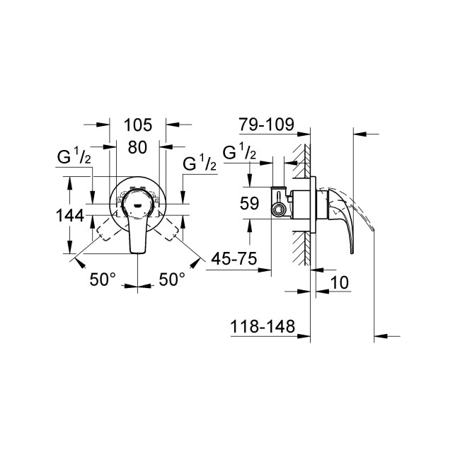 Grohe BauCurve Одноважільний змішувач для душу (29044000)