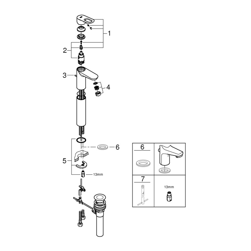 Grohe BauLoop Смеситель для умывальника, высокий XL-Size (32856000)