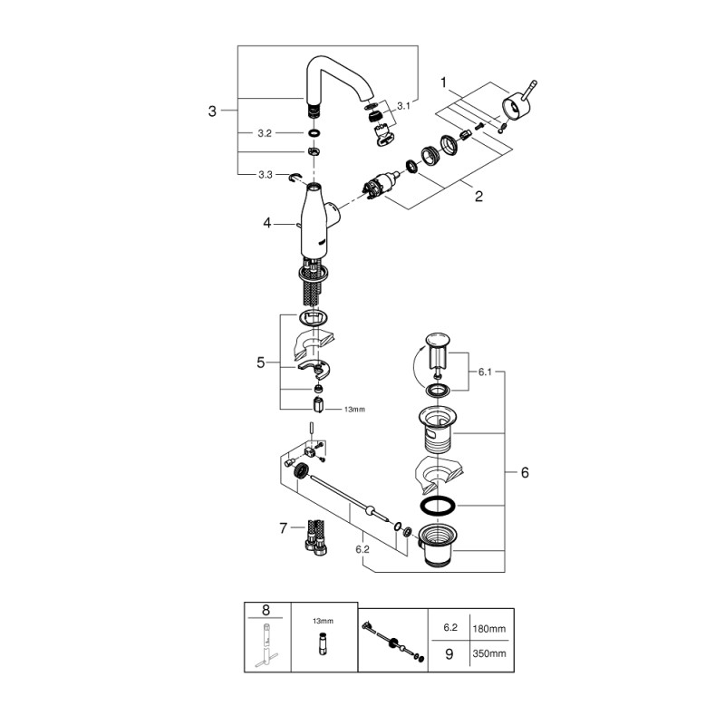 Grohe Essence Смеситель однорычажный для раковины L-Size (32628001)