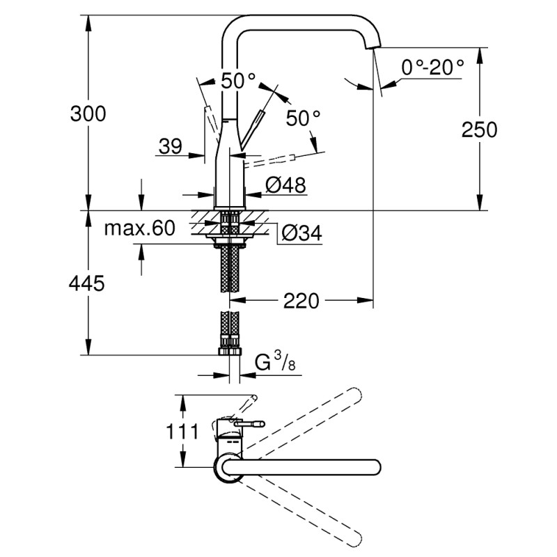 Grohe Essence Смеситель однорычажный для мойки (30269000)