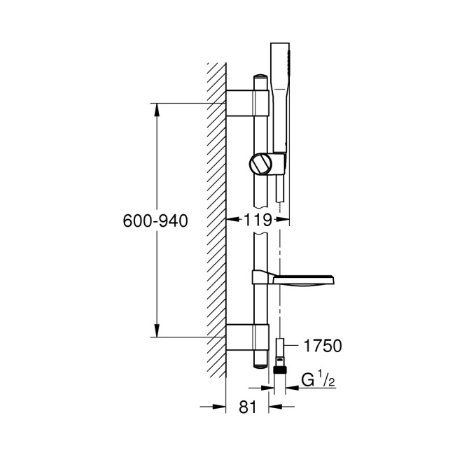 Grohe Euphoria Cosmopolitan Stick Душевой гарнитур с 1 режимом струи (27368000)