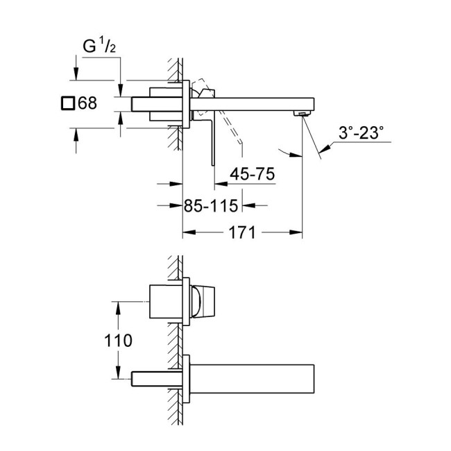 Grohe Eurocube Смеситель для раковины на два отверстия S-Size (19895000)