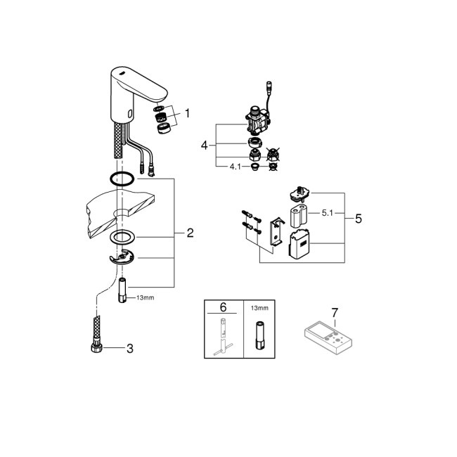 Grohe Euroeco Cosmopolitan E Инфракрасная электроника для раковины без смешивания (36271000)