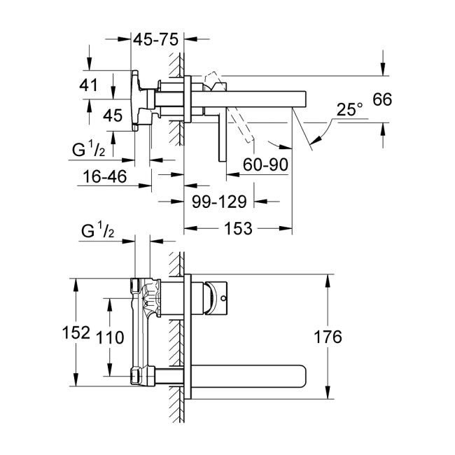 Grohe Однорычажный смеситель 1/2", механизм скрытого монтажа  (32635000)