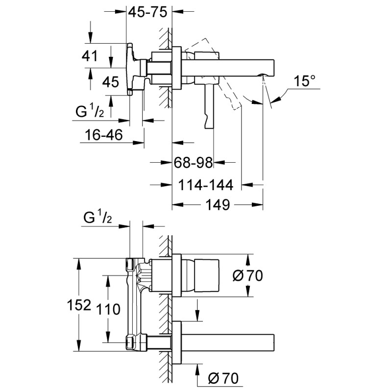 Grohe Однорычажный смеситель 1/2", механизм скрытого монтажа  (32635000)