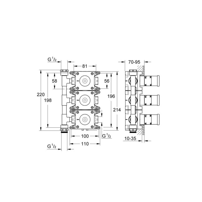 GROHE SPA Rapido C Встраиваемый вентиль на три выхода (35031000)