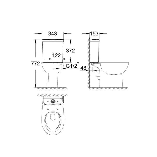 Grohe Bau Ceramic Смывной бачок наружного монтажа (39436000)
