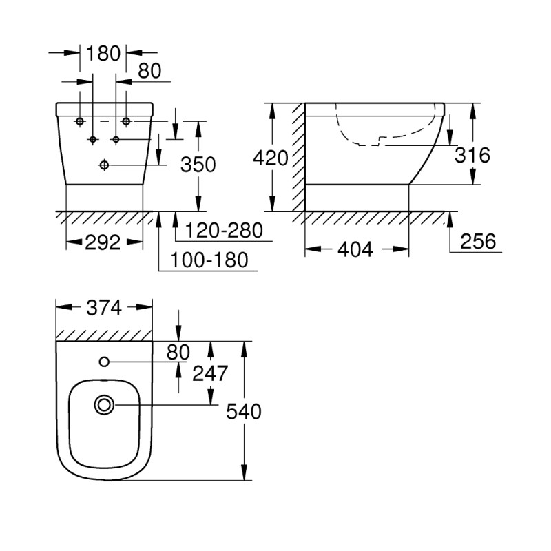 Grohe Euro Ceramic Биде настенного монтажа (39208000)