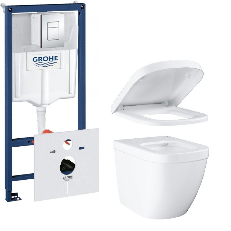 Grohe Комплект Euro Ceramic, инсталляционная система с подвесным унитазом с клавишей Skate (39328CB0)