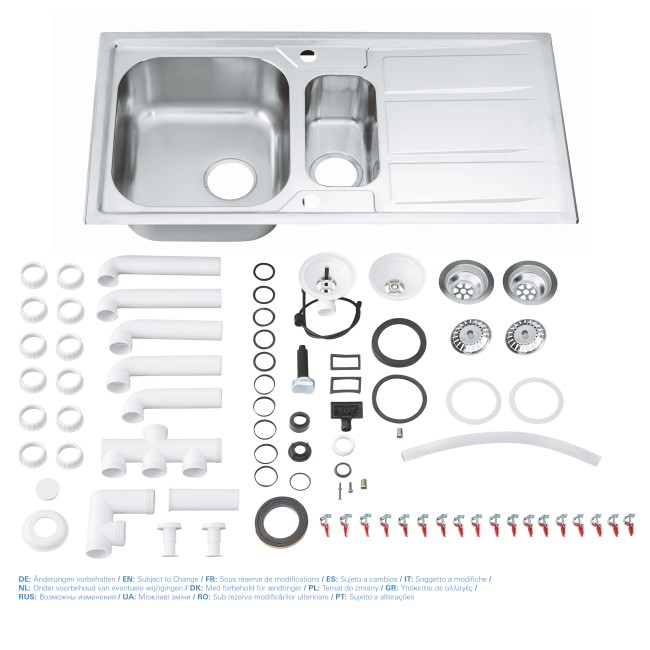 Grohe Мийка для кухні 983 x 513 мм з ексцентриком, 2 чаши, матова (31569SD0)