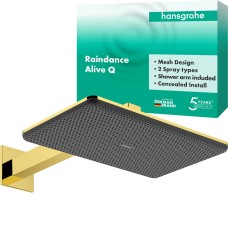 Верхний душ Raindance Alive Q 210/340 2jet EcoSmart с держателем, 24551990 золото
