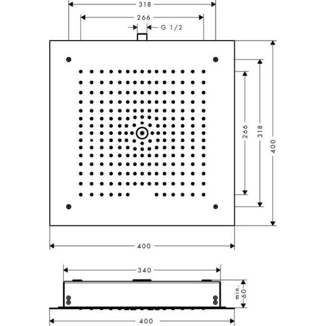 Верхній душ hansgrohe Raindance Е 1 jet 400/400, 26252140 бронза