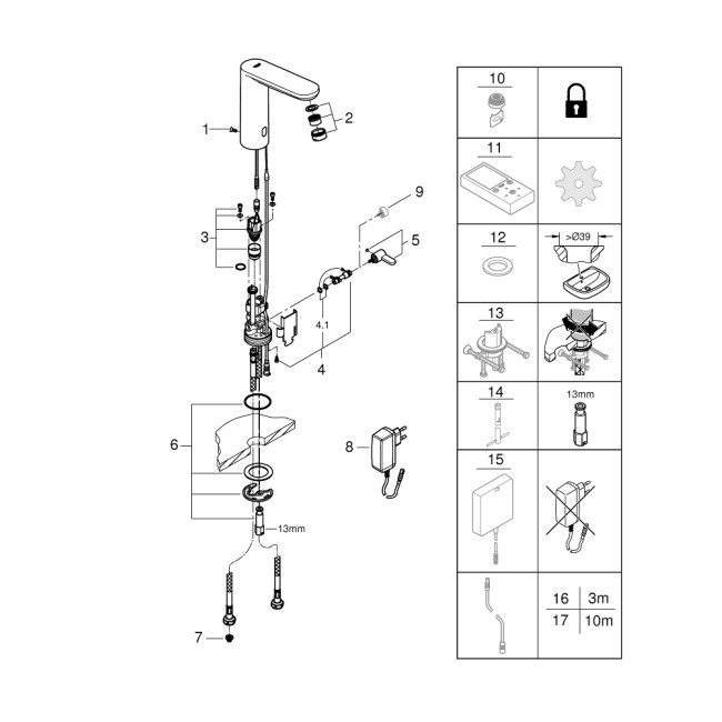 Grohe Eurosmart Cosmopolitan E Інфрачервона електроніка для раковини L-Size  (36421000)