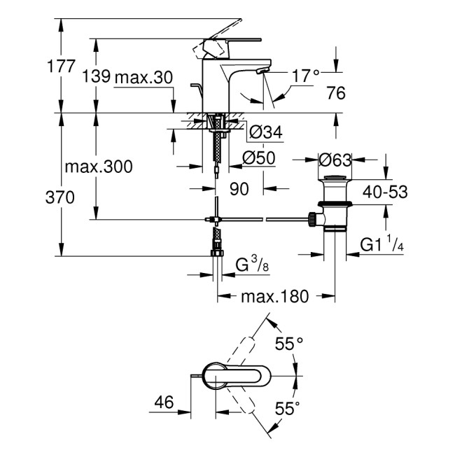 Grohe QuickFix Get Одноважільний змішувач для раковини S-Size  (32883000)