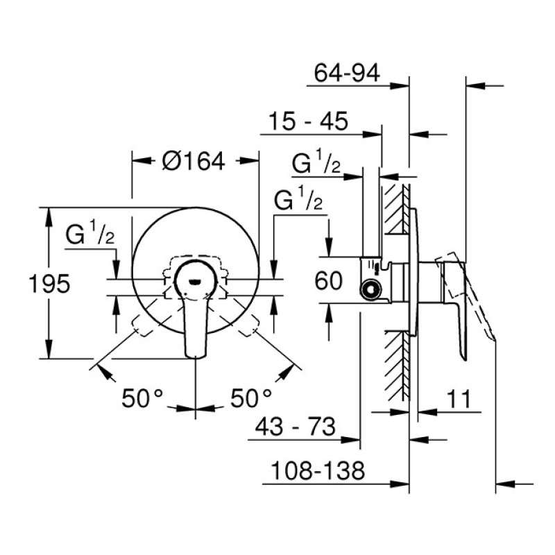 Grohe QuickFix Start Смеситель однорычажный для душа (32590002)