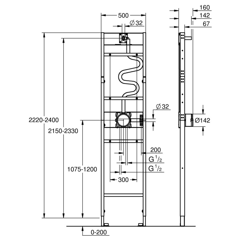 Grohe Rapido Shower Frame Инсталяция для установки душевой системы (1039939990)