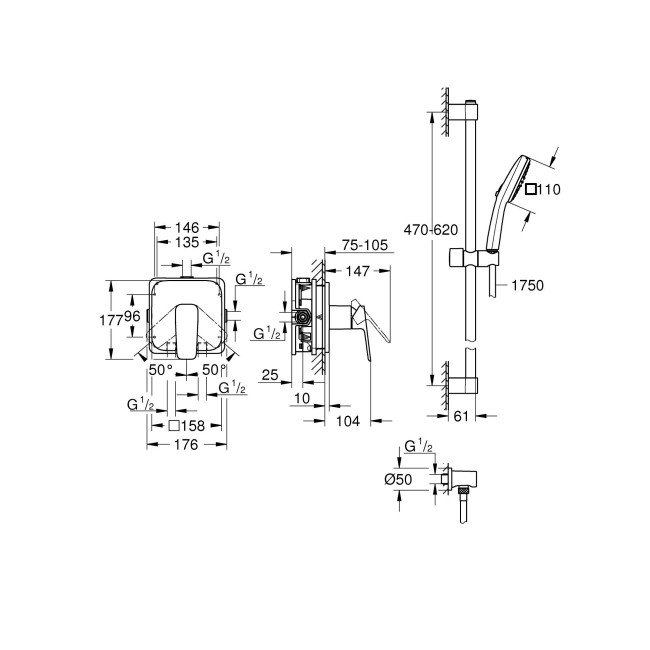 Grohe Cubeo Скрытая душевая система с Tempesta 110 (1053350000)