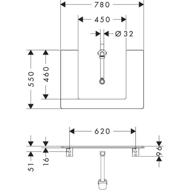 Консоль 780/550 Xelu Q з вирізом посередині для накладної раковини, 54094230 Natural Oak