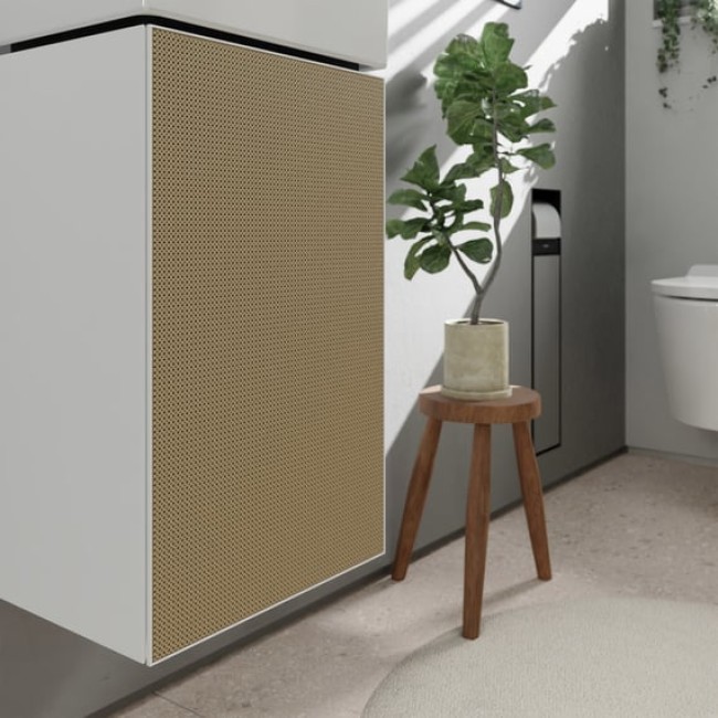 Тумба Xevolos E 340/245, дверная петля справа, 54169390 Matt White / Patterned Bronze