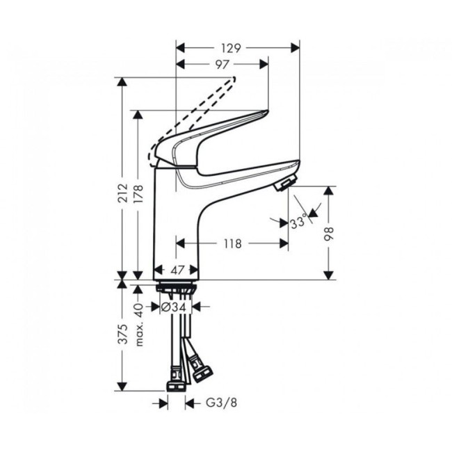 Змішувач hansgrohe Novus 100 для раковини, без зливного гарнітуром, 71031000