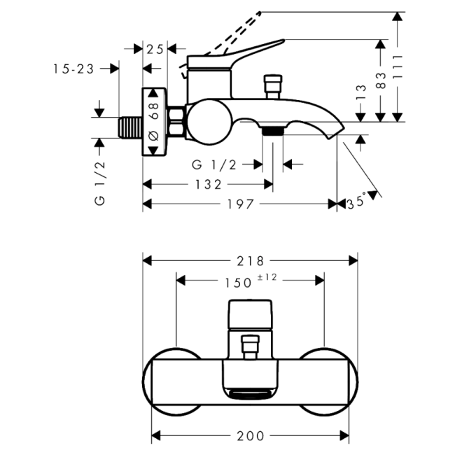 Змішувач hansgrohe Vivenis для ванни, чорний матовий хром 75423340