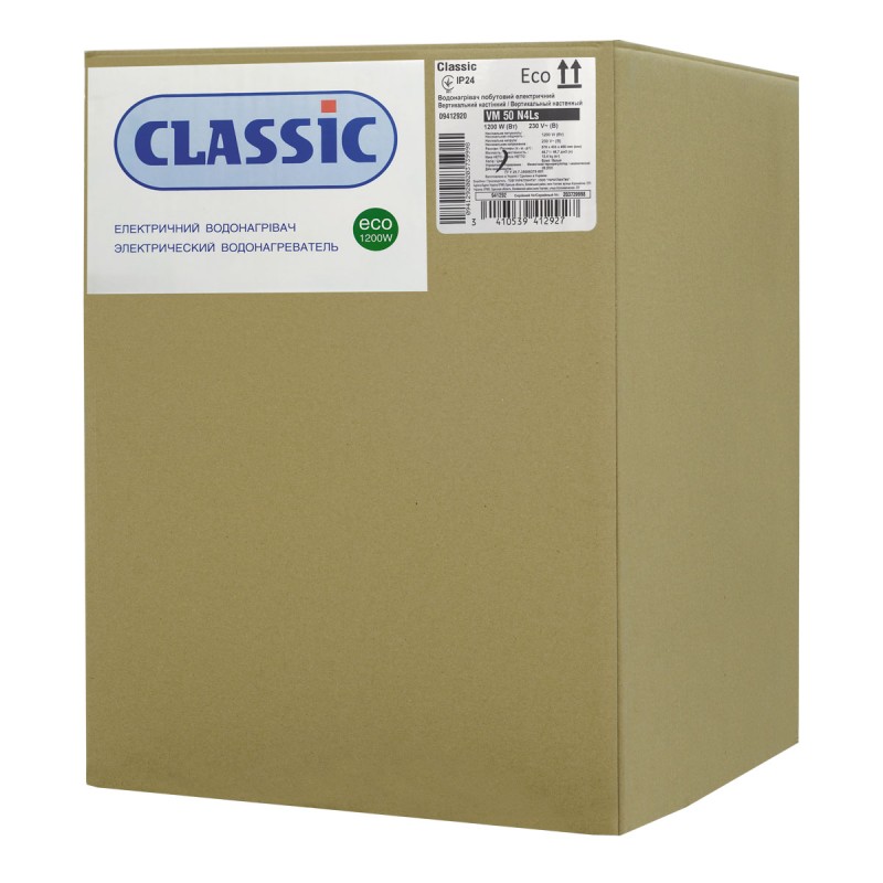 Водонагреватель бытовой электрический Classic Eco VM 50 N4Ls (1200W)