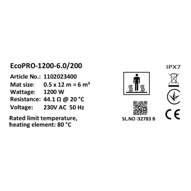 Мат нагревательный в комплекте Atlantic Nevada Profi EcoPRO-1200-6.0/200 W/m2