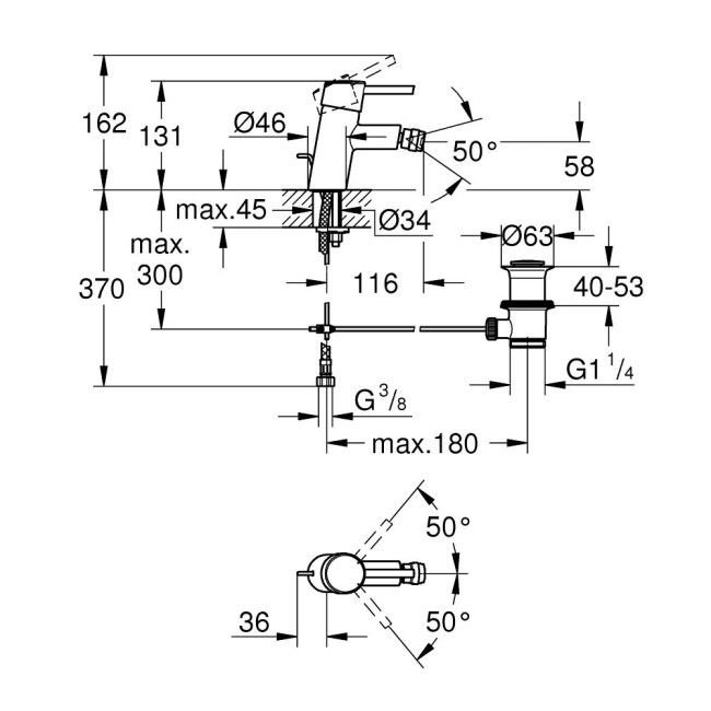 Grohe Concetto Смеситель однорычажный для биде S-Size (32208001)