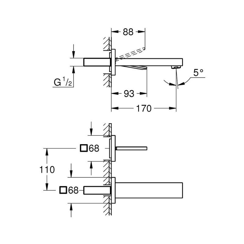 Grohe Eurocube Joy Смеситель для раковины на два отверстия M-Size (19997000)