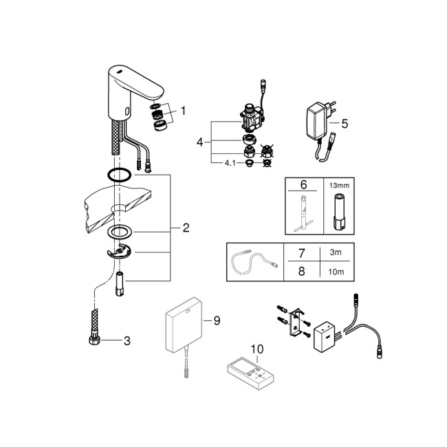Grohe Euroeco Cosmopolitan E Bluetooth Инфракрасная электроника для раковины без смешивания (36409000)