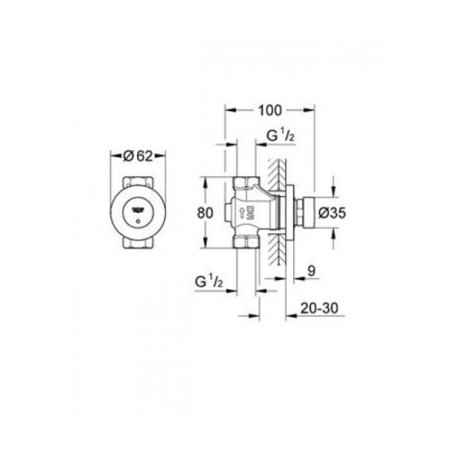Grohe Нажимной автоматический вентиль GROHE Euroeco Cosmopolitan T (36268000)