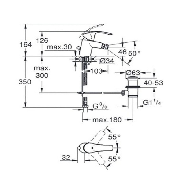Grohe Eurosmart Одноважільний змішувач для біде S-Size (32929002)