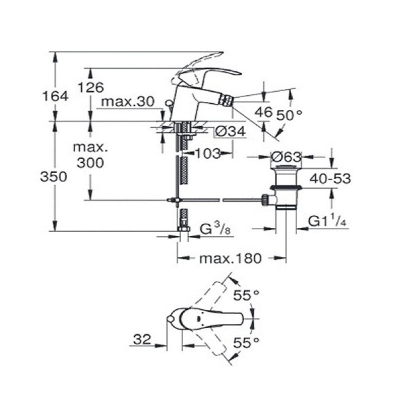 Grohe Eurosmart Смеситель однорычажный для биде S-Size (32929002)