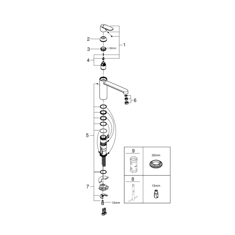 Grohe Eurosmart Cosmopolitan Смеситель однорычажный для мойки (30193000)