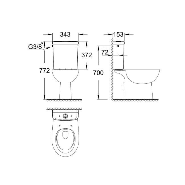 Grohe Bau Ceramic Смывной бачок наружного монтажа (39437000)