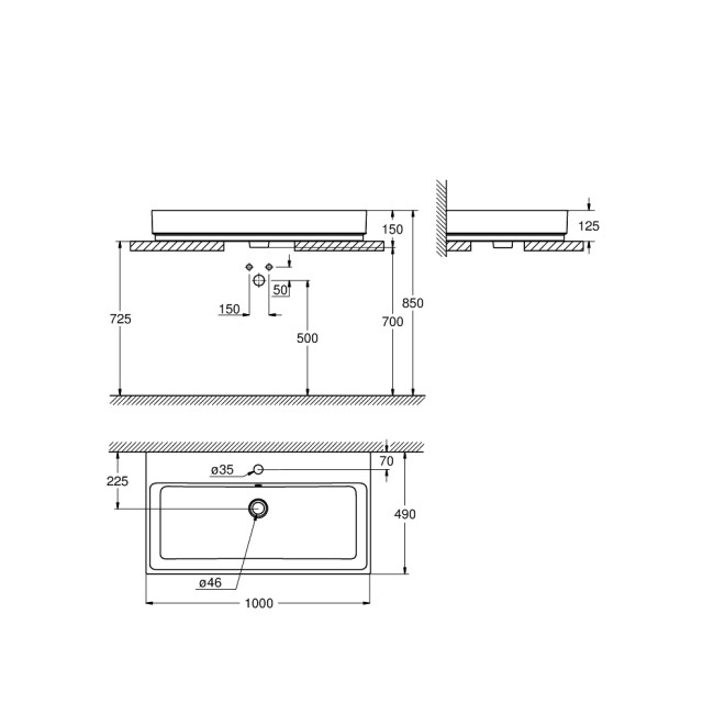 Grohe Cube Ceramic Раковина для столешницы накладная 1000х490 мм  (3947500H)