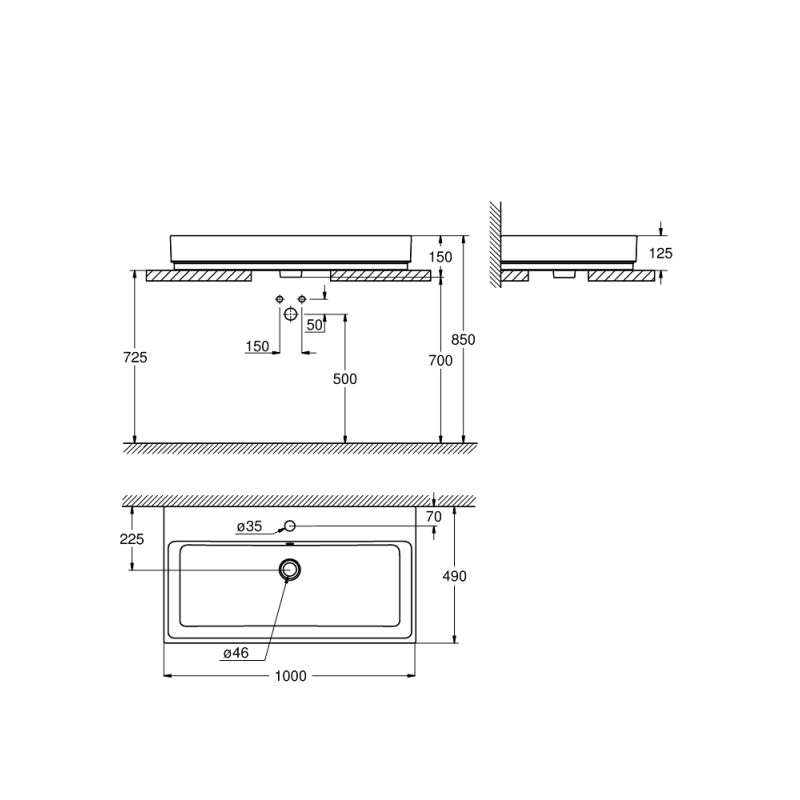 Grohe Cube Ceramic Раковина для столешницы накладная 1000х490 мм  (3947500H)