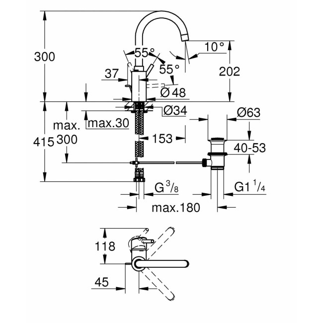 Grohe Concetto Смеситель однорычажный для раковины L-Size (32629002)