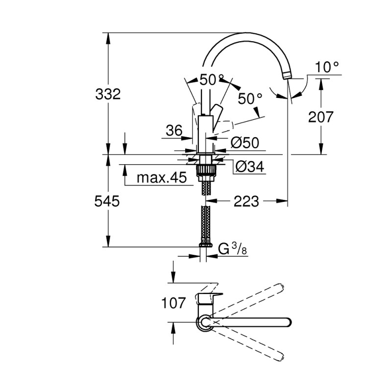 Grohe BauEdge Смеситель однорычажный для мойки (31367001
) Grohe BauEdge Смеситель однорычажный для мойки (31367001
)