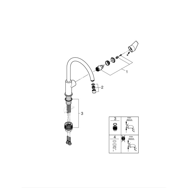 Grohe BauEdge Смеситель однорычажный для мойки (31367001
)