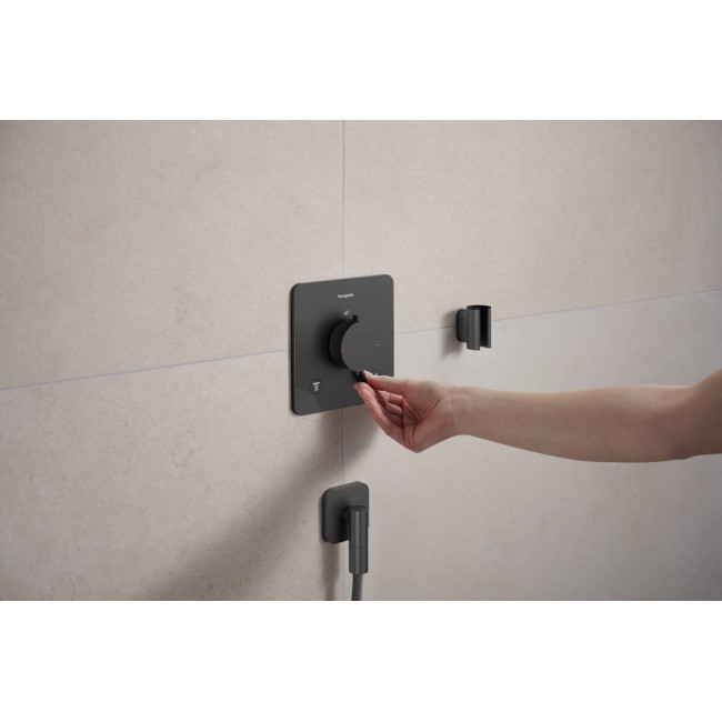 Шланговое подсоединение hansgrohe FixFit Fine E с обратным клапаном, 28884340 черный матовый хром