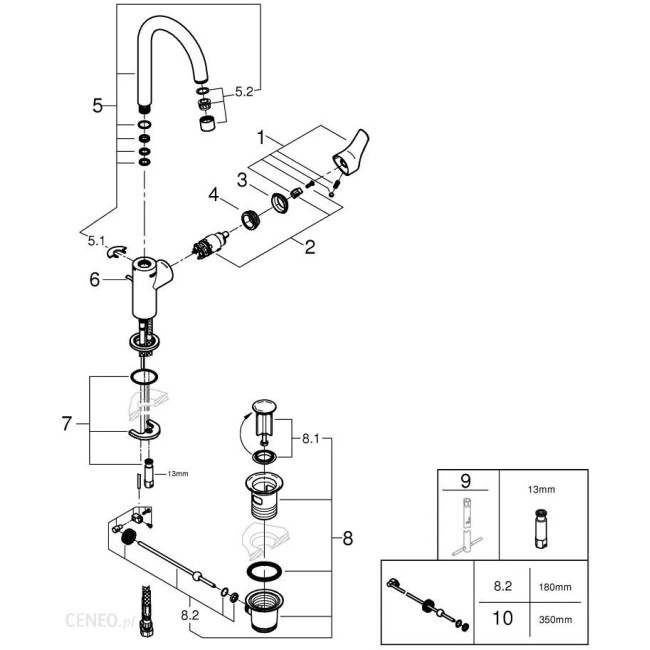 Grohe QuickFix Start Одноважільний змішувач для раковини L-Size (24203002)