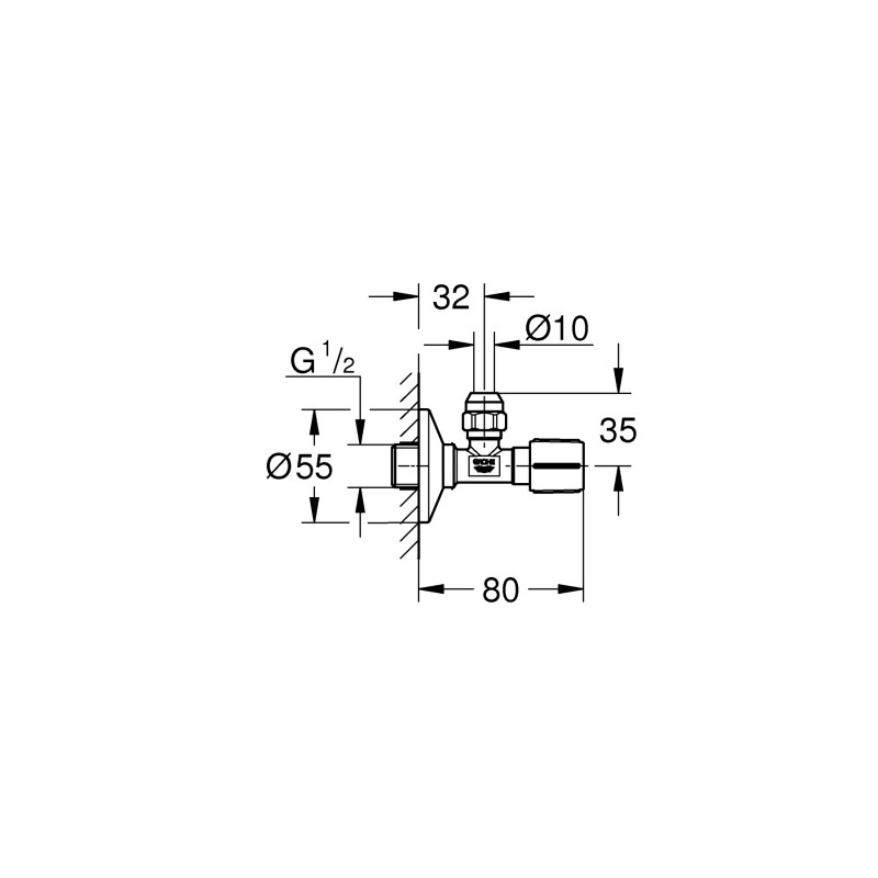 Grohe QuickFix Угловой вентиль 3/8 дюйма (220732430) Grohe QuickFix Угловой вентиль 3/8 дюйма (220732430)