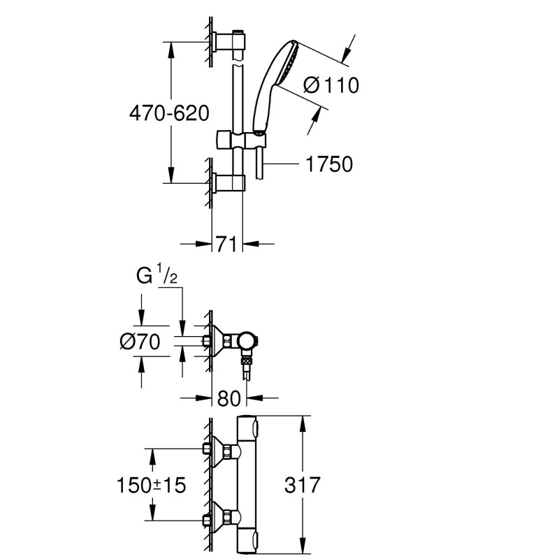 Grohe Quickfix Precision Flow Термостат для душа с душевым гарнитуром (34800001)