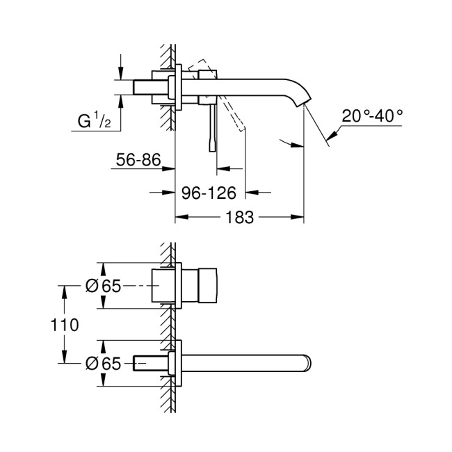 Grohe Essence Змішувач для раковини на 2 отвори M-Size (29192001)